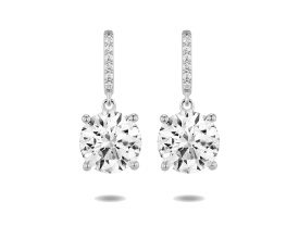 Lab-Grown Diamond 4ct. tw. Round Brilliant Solitaire Drop Earrings | White
