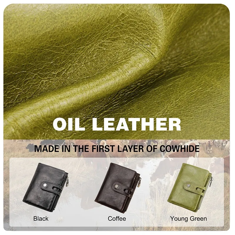 LADIES' Oil Leather Trifold Coin Purse-Wallet-with AIRTAG pocket-holds 6 Cards (air-tag not included)