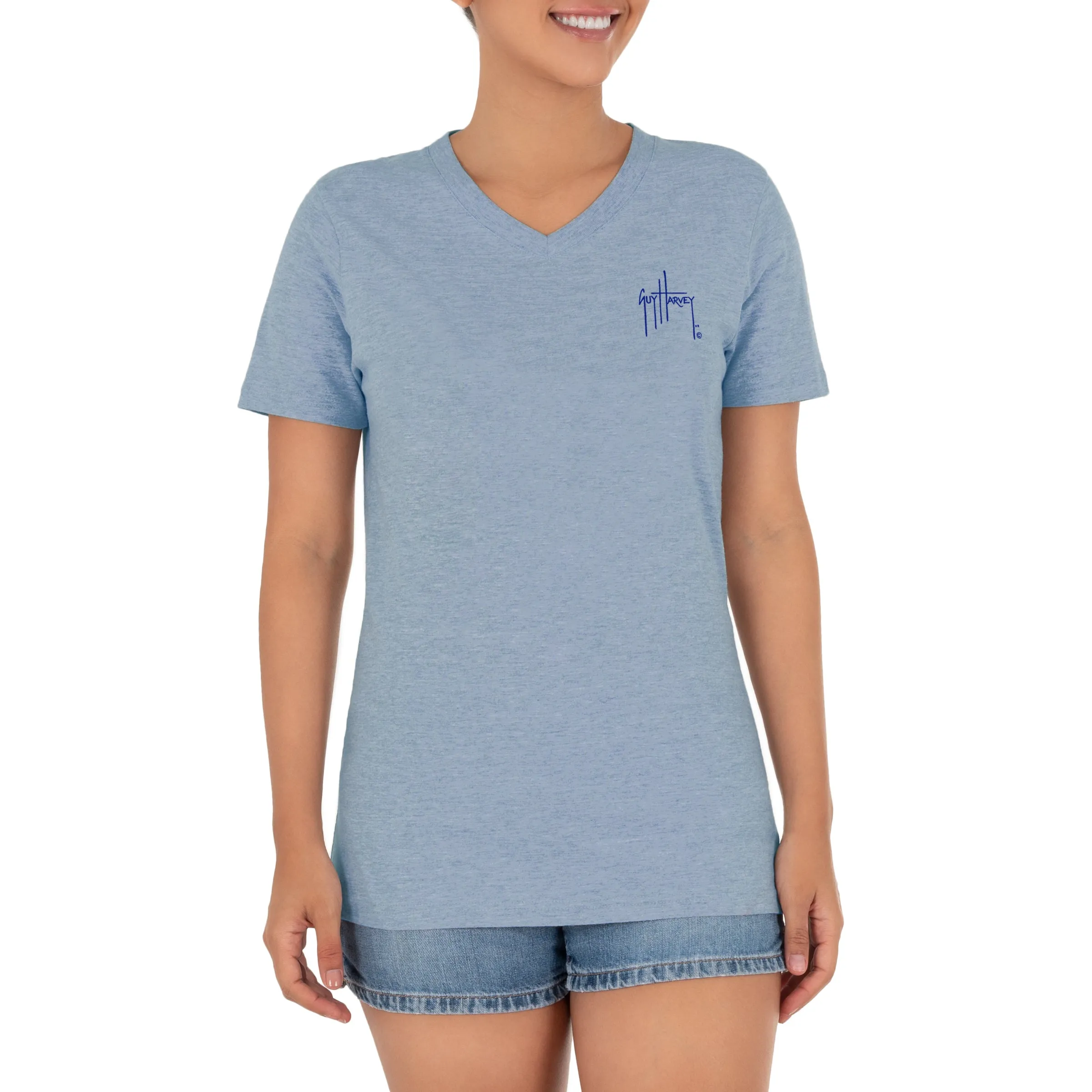 Ladies Sun & Moon Short Sleeve Blue T-Shirt