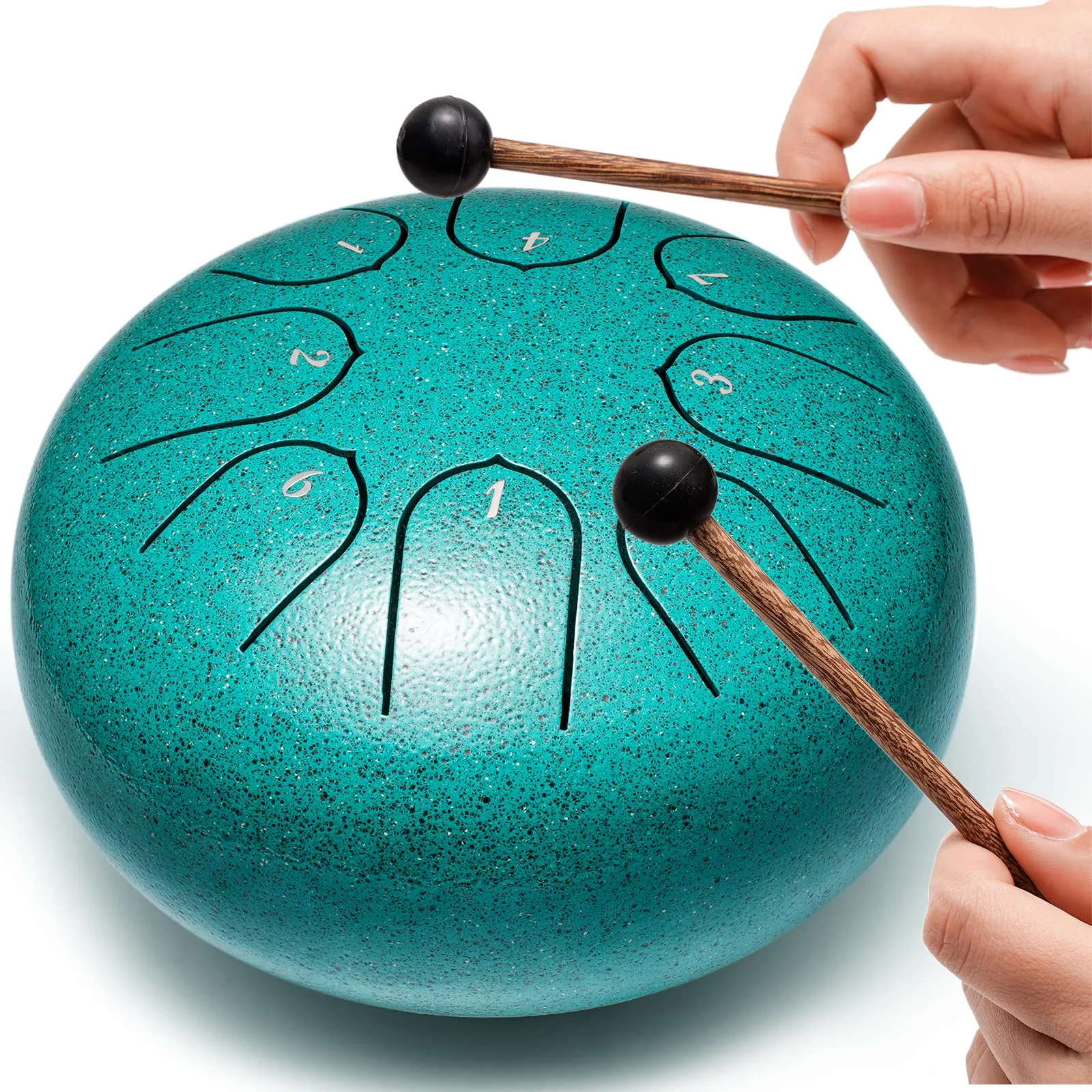 Lronbird Steel Tongue Drum 6 Inch 8 Notes Hand Drums with Bag Sticks Music Book, Sound Healing Instruments for Musical Education Entertainment Meditation Yoga Zen Gifts (Malachite)