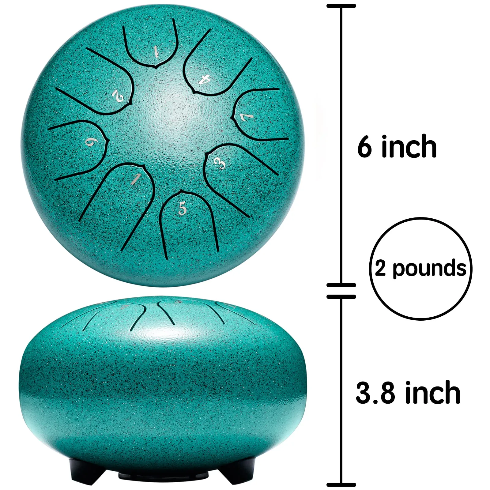 Lronbird Steel Tongue Drum 6 Inch 8 Notes Hand Drums with Bag Sticks Music Book, Sound Healing Instruments for Musical Education Entertainment Meditation Yoga Zen Gifts (Malachite)