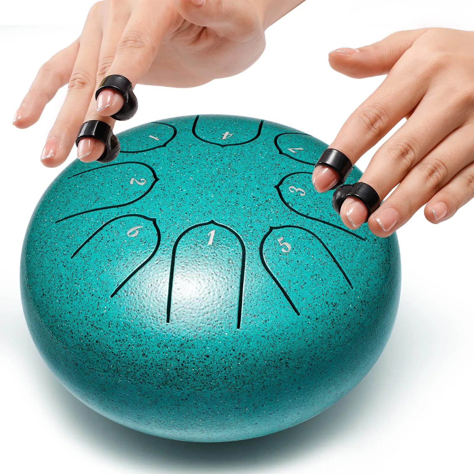 Lronbird Steel Tongue Drum 6 Inch 8 Notes Hand Drums with Bag Sticks Music Book, Sound Healing Instruments for Musical Education Entertainment Meditation Yoga Zen Gifts (Malachite)