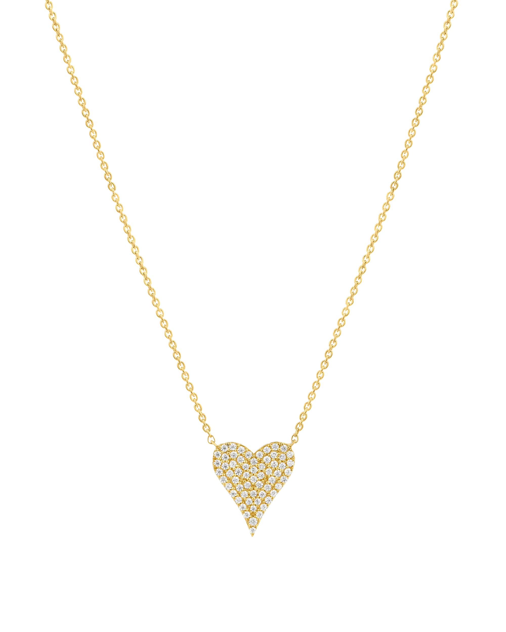 Medium Diamond Paved Heart Necklace - 14K Rose Gold