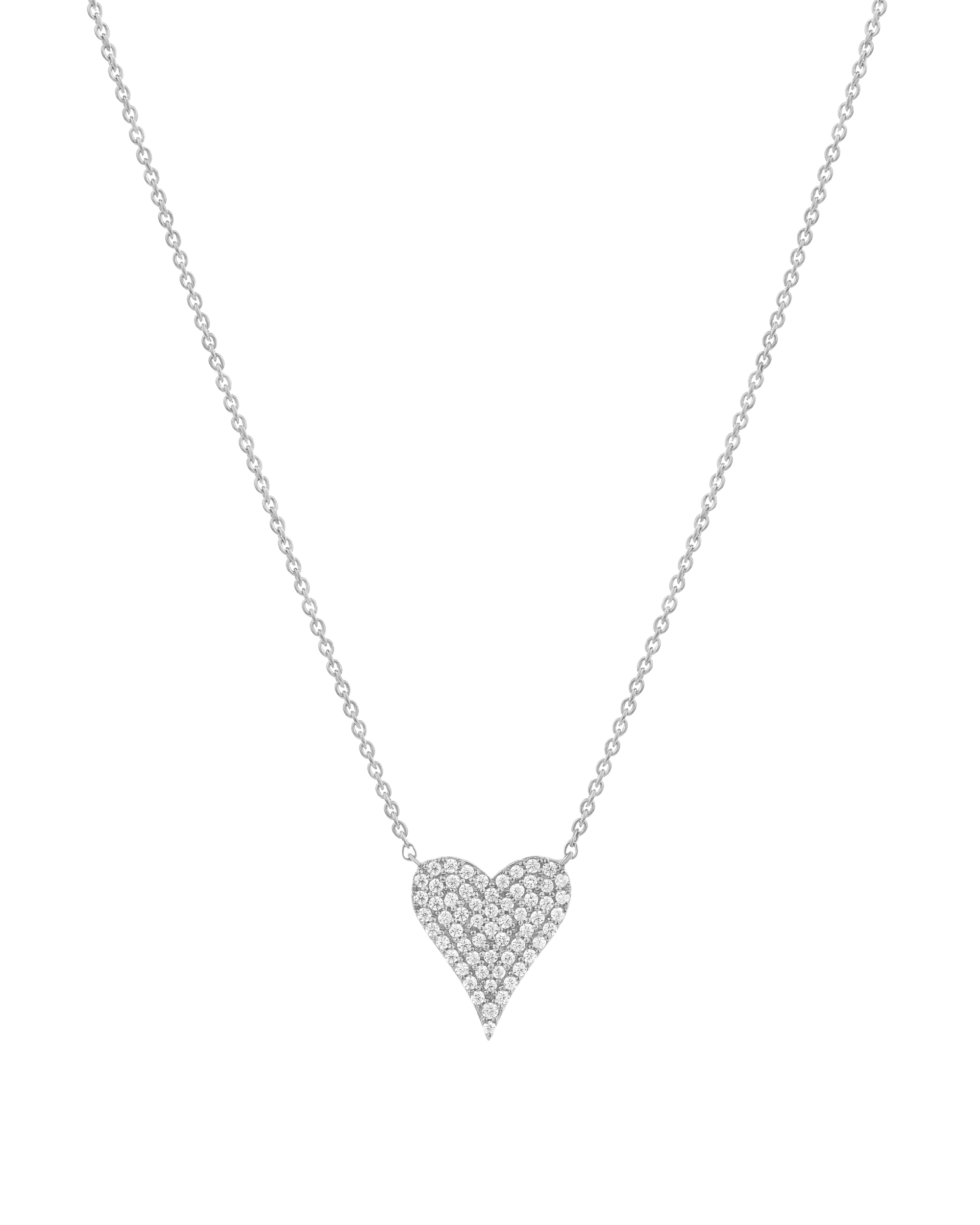 Medium Diamond Paved Heart Necklace - 14K Rose Gold