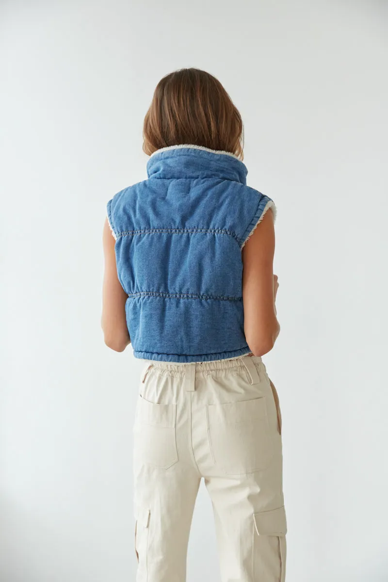 Melany Denim Puffer Vest