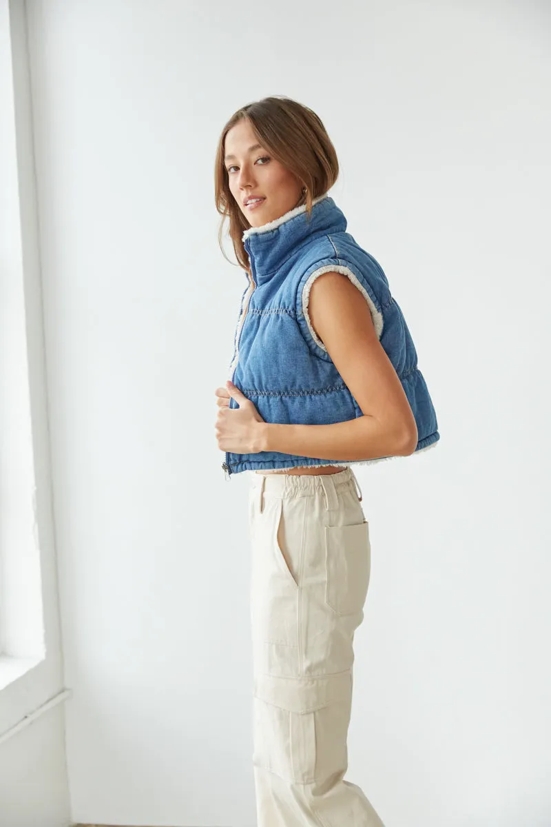 Melany Denim Puffer Vest