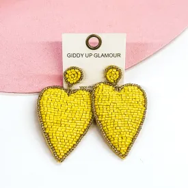 Mending Hearts Beaded Earrings in Yellow