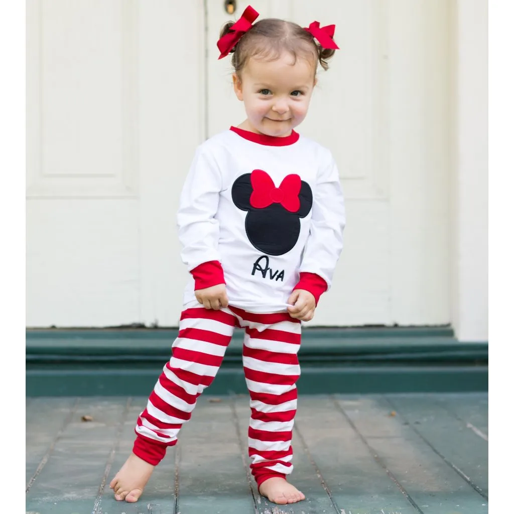 Mouse Ears Appliqué Loungewear with Bow