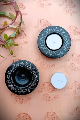 Nizamabad Black Pottery T-Light Holder Set Of 2