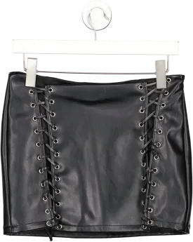 outcast Black Hailey Pu Criss Cross Mini Skirt UK M