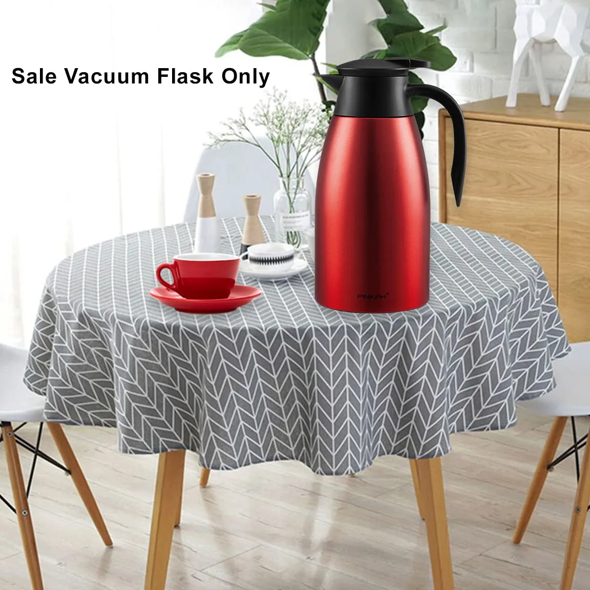 (PINKAH) Double Wall Stainless Steel  Insulated Thermal Flask (1.5L) - Red