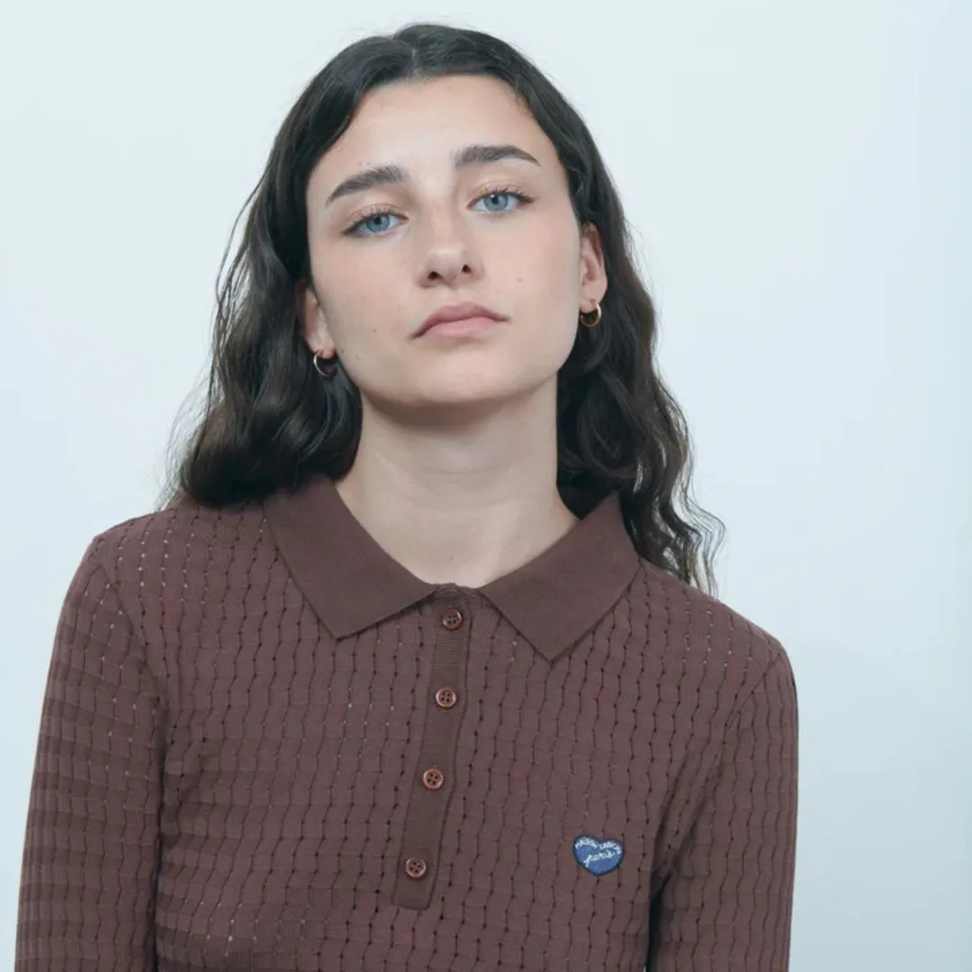"Patch Coeur ML" Rouche Long-Sleeved Polo Shirt (Arabica)