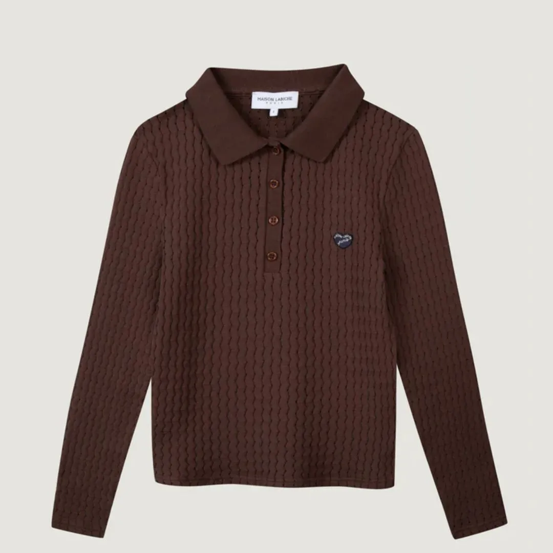 "Patch Coeur ML" Rouche Long-Sleeved Polo Shirt (Arabica)