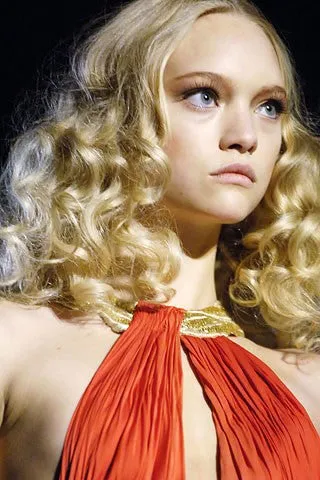Roberto Cavalli - As Seen on the 2006 Spring Runway Collection - Red and Coral Ombre Dress with Gold Embellishments - IT 40