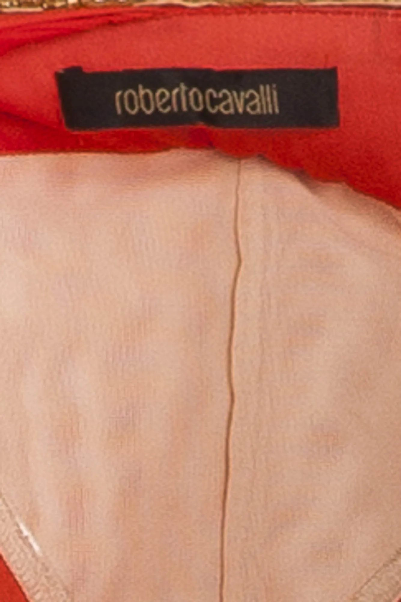 Roberto Cavalli - As Seen on the 2006 Spring Runway Collection - Red and Coral Ombre Dress with Gold Embellishments - IT 40