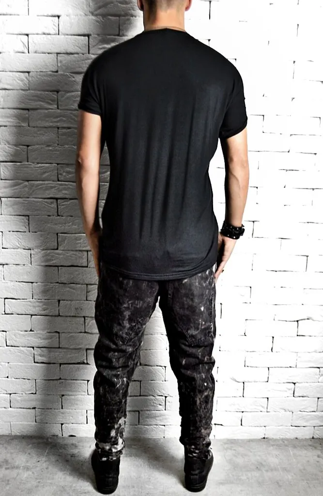 Roll Shoulder T-Shirt - Black