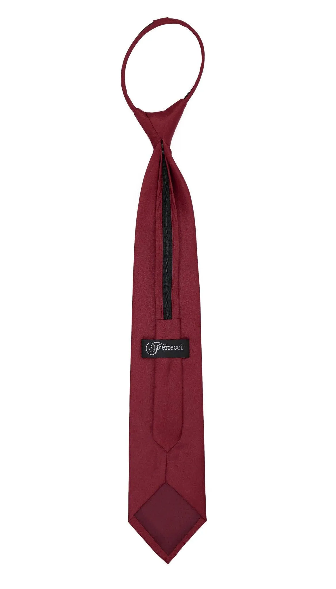 Satine Burgundy Zipper Tie with Hankie Set