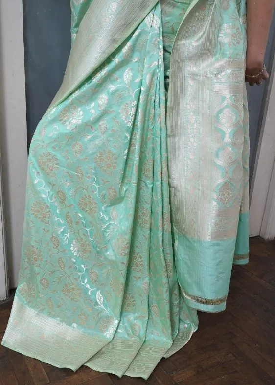 Seagreen Barasi Silk Saree