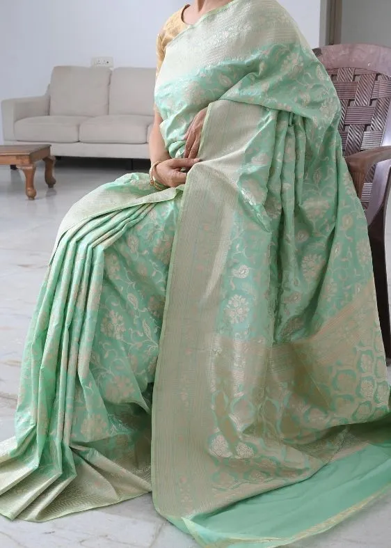 Seagreen Barasi Silk Saree