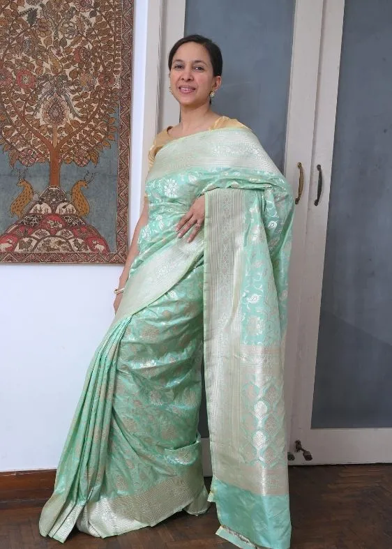 Seagreen Barasi Silk Saree