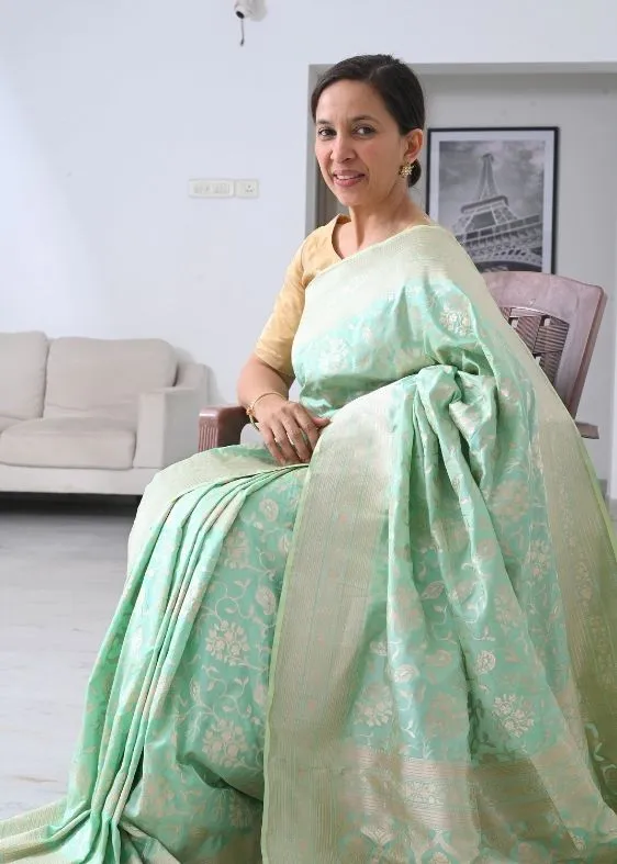 Seagreen Barasi Silk Saree