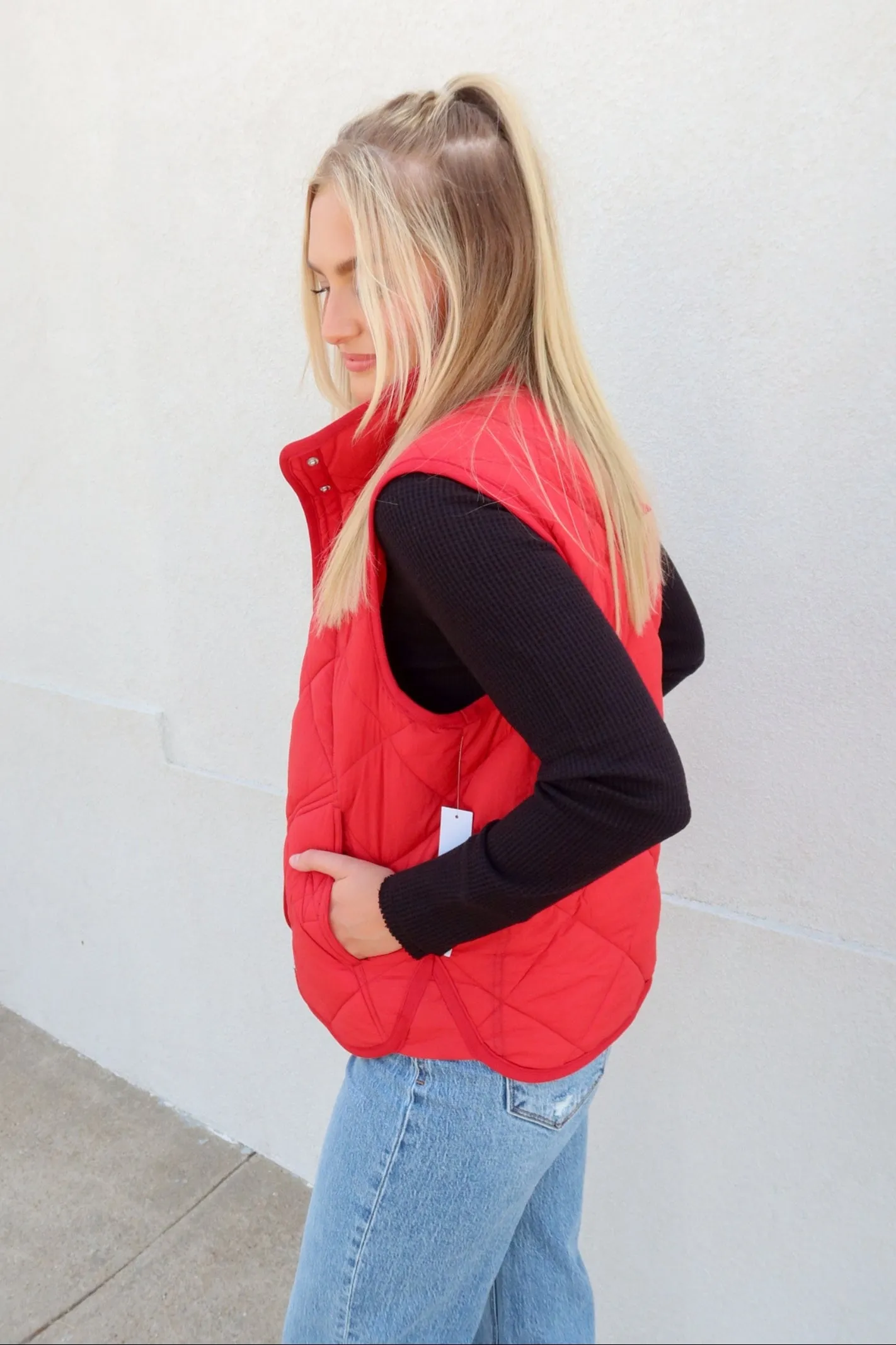 Tribal Brand Scarlet Red Quilted Puffer Vest
