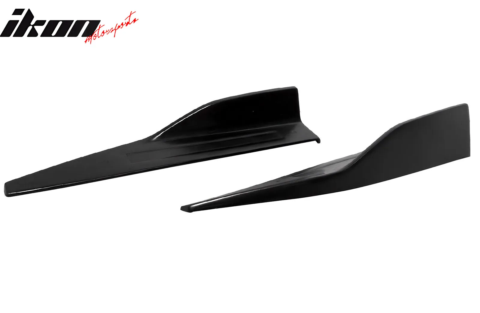 Universal Side Skirts PU ROU Style Unpainted Black Rocker Pane