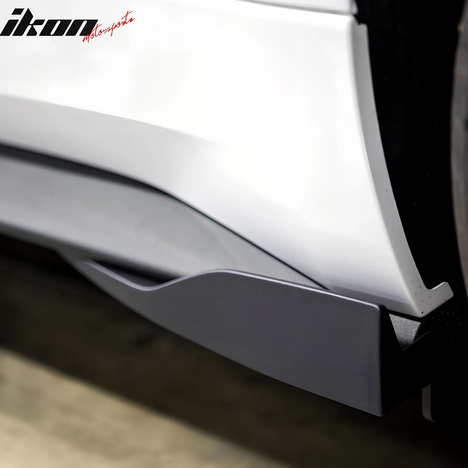 Universal Side Skirts PU ROU Style Unpainted Black Rocker Pane