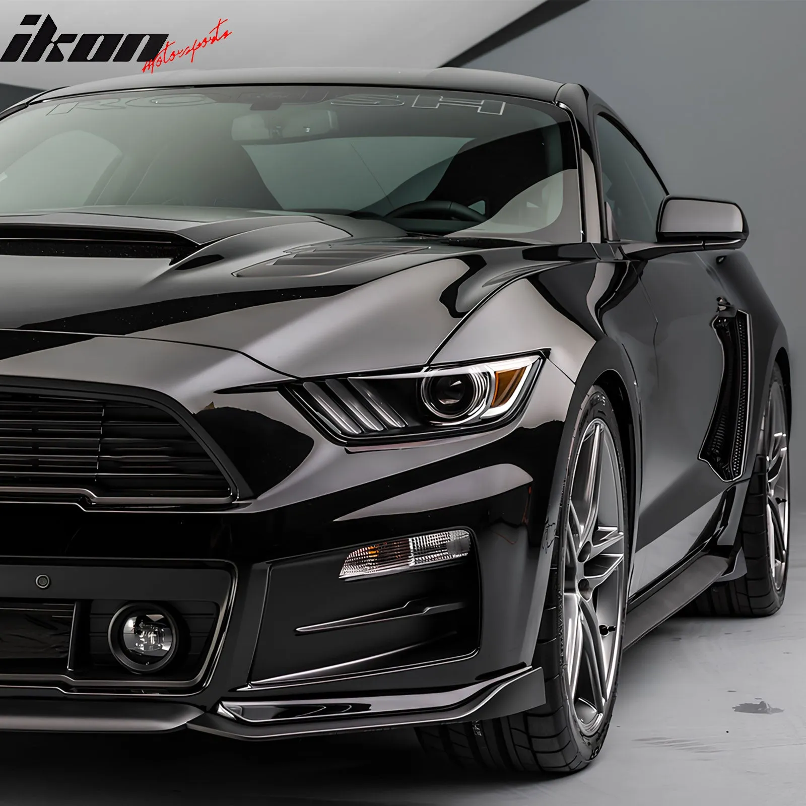 Universal Side Skirts PU ROU Style Unpainted Black Rocker Pane
