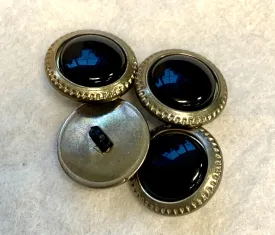Vintage Gold & Black Plastic/Metal Shank Buttons  4 x 18mm