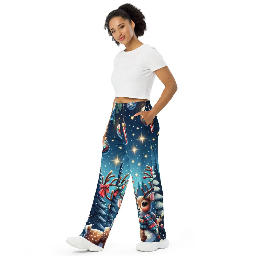 Whimsical Winter Wear Wide-Leg Pants