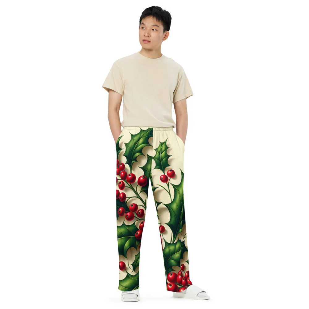 Whimsical Winter Wear Wide-Leg Pants