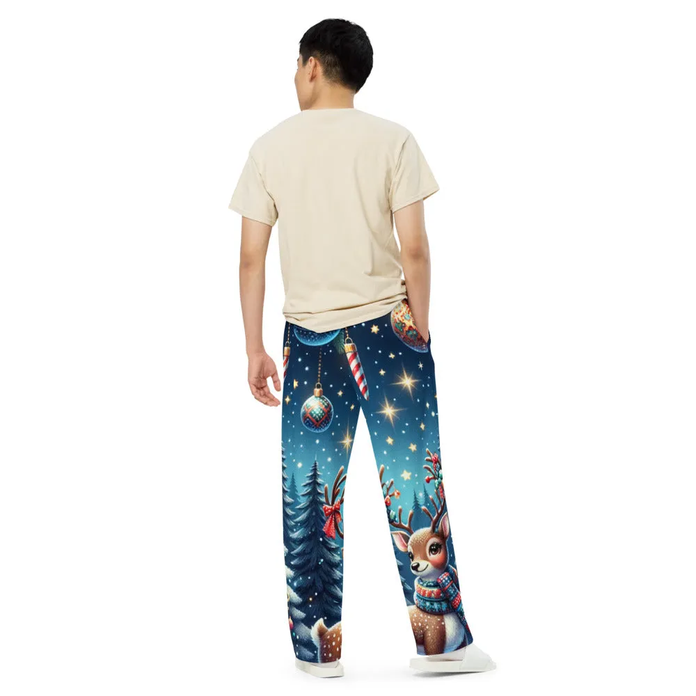 Whimsical Winter Wear Wide-Leg Pants