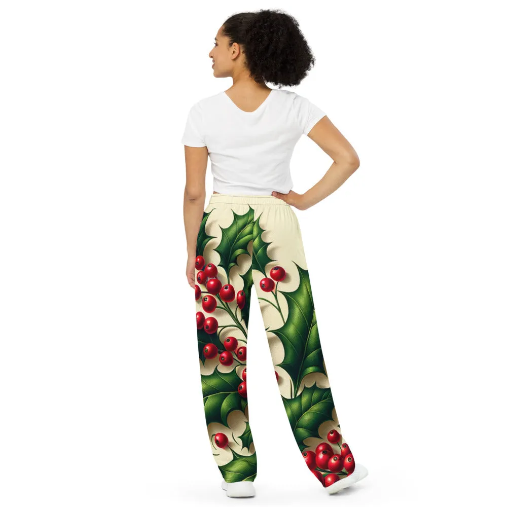 Whimsical Winter Wear Wide-Leg Pants