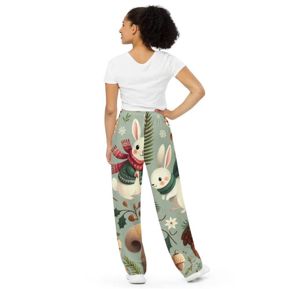 Whimsical Winter Wear Wide-Leg Pants