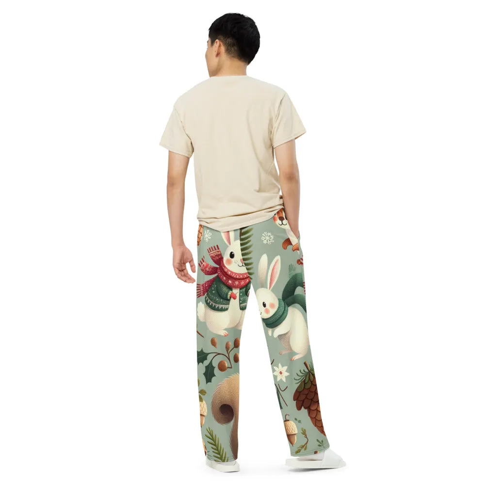 Whimsical Winter Wear Wide-Leg Pants