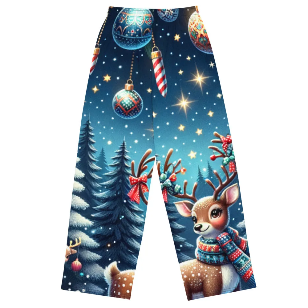 Whimsical Winter Wear Wide-Leg Pants