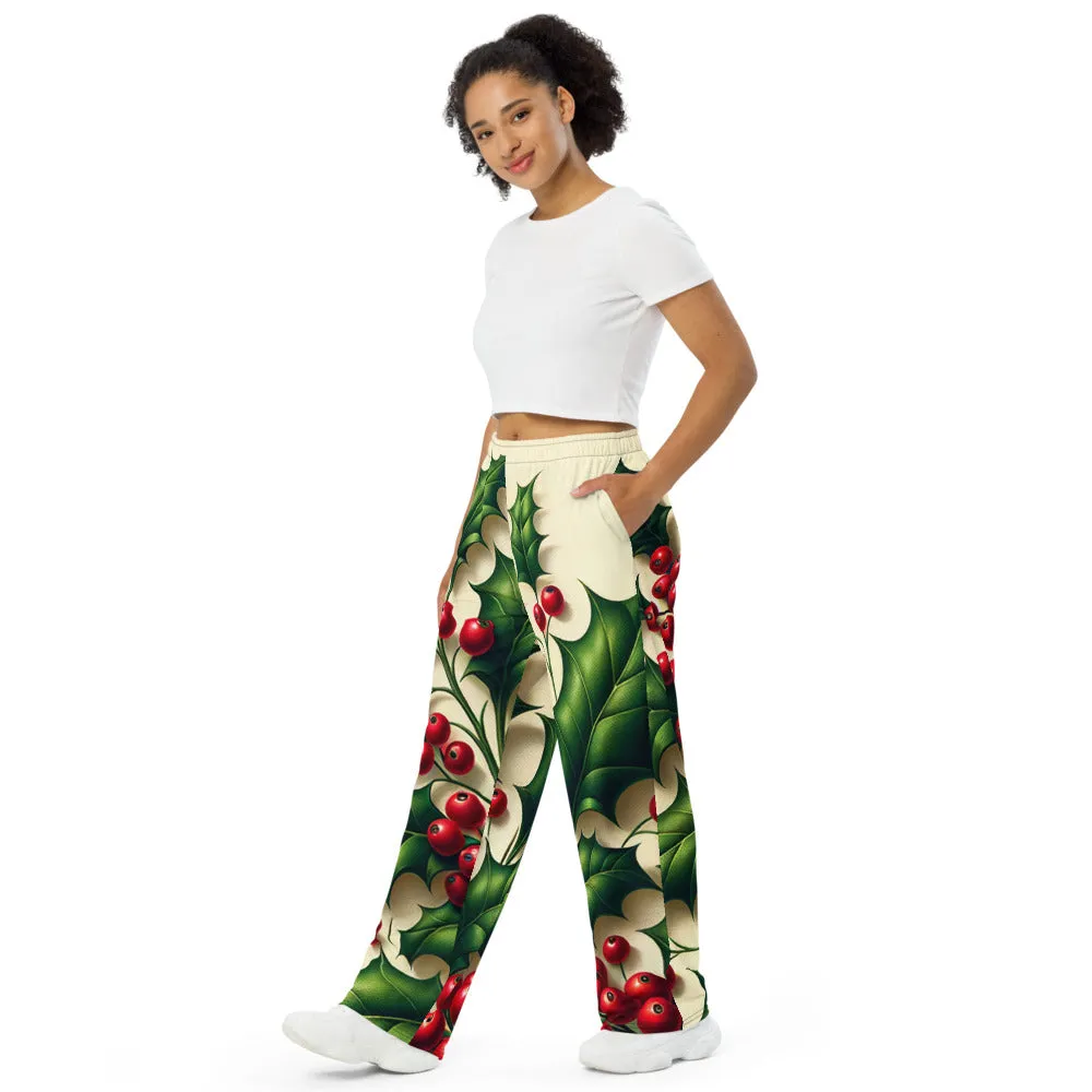 Whimsical Winter Wear Wide-Leg Pants