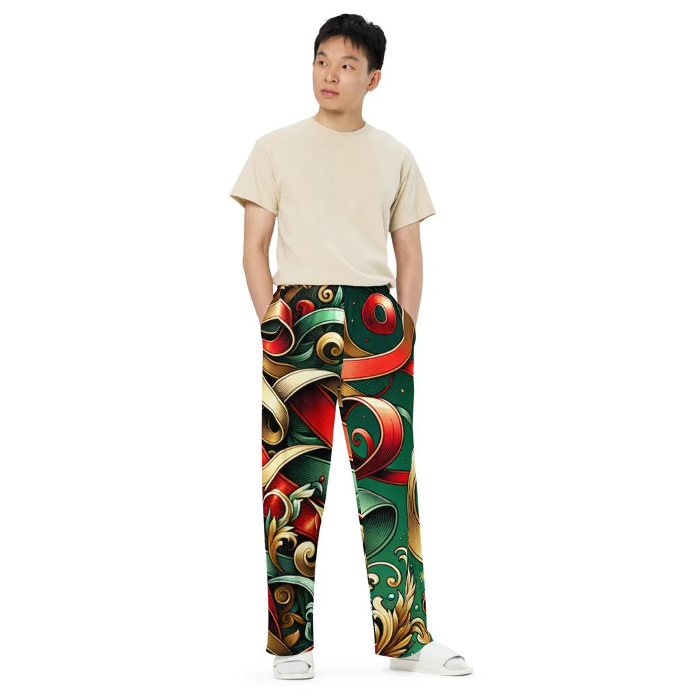 Whimsical Winter Wear Wide-Leg Pants
