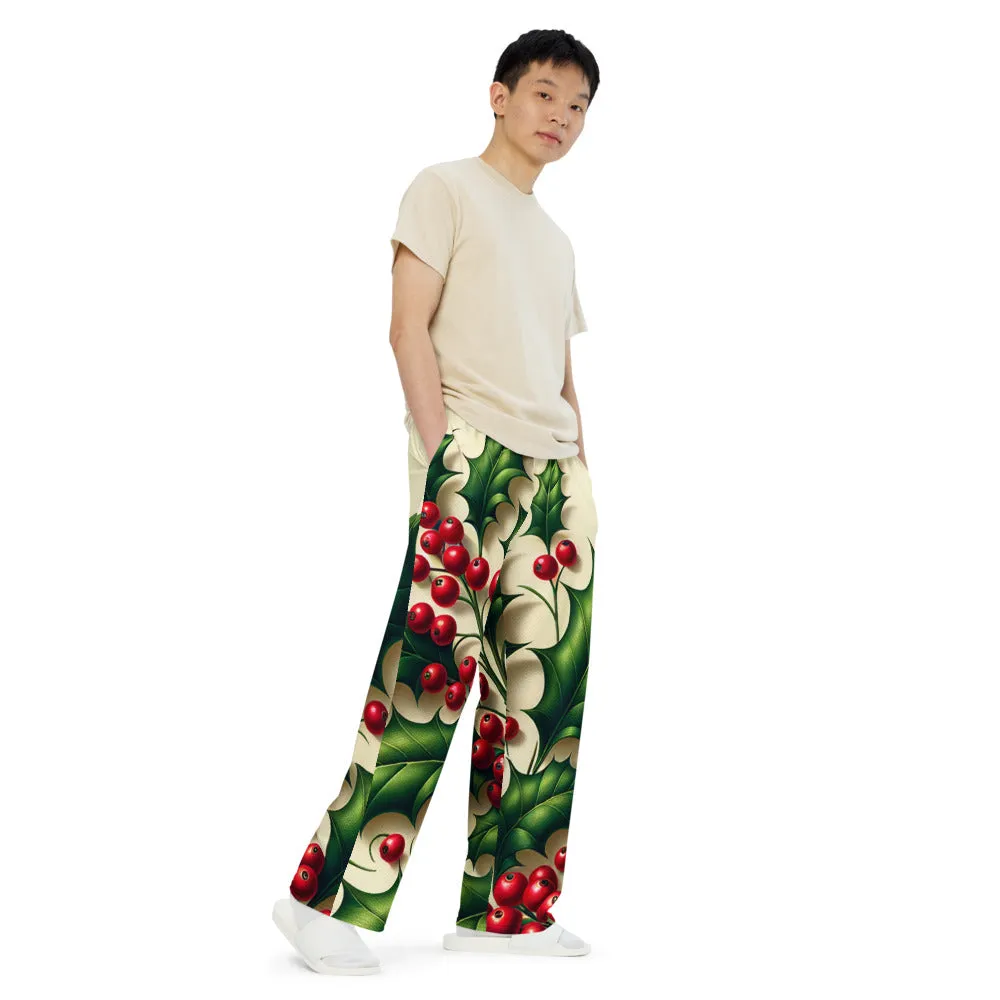 Whimsical Winter Wear Wide-Leg Pants