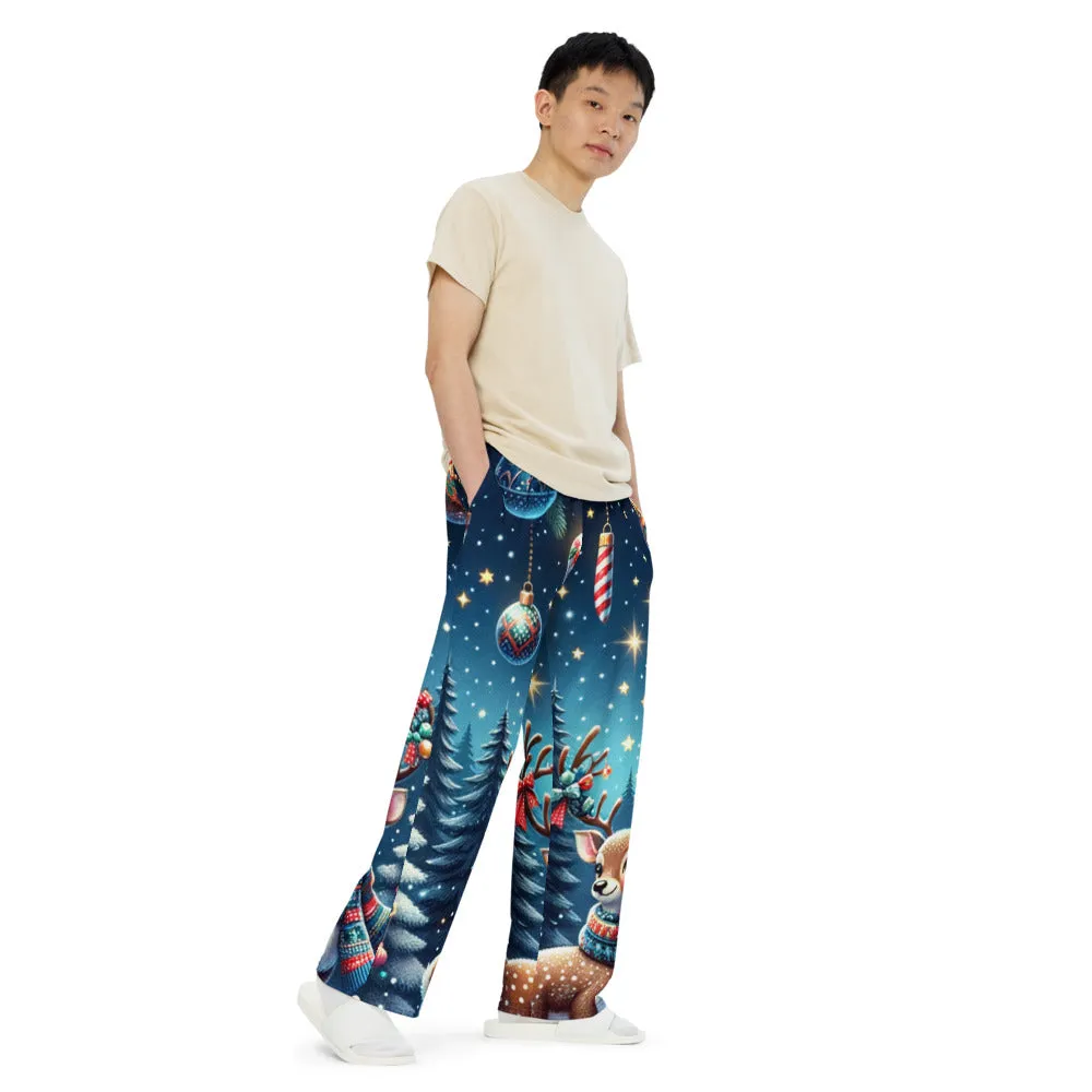 Whimsical Winter Wear Wide-Leg Pants