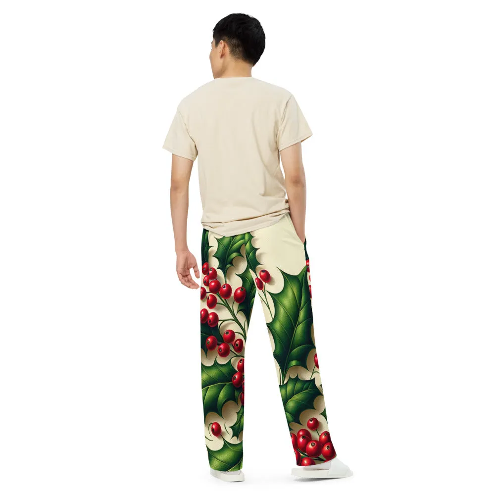 Whimsical Winter Wear Wide-Leg Pants