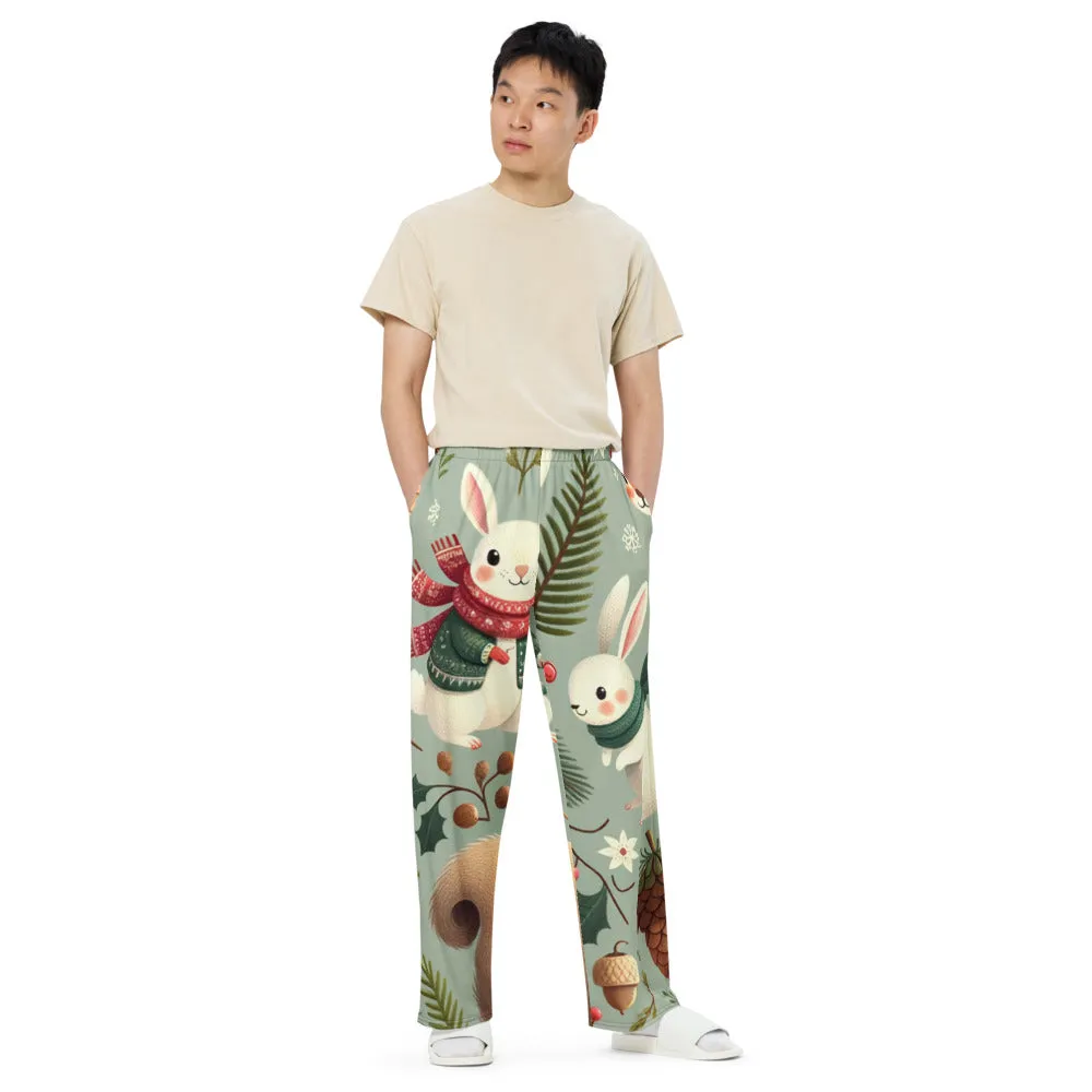 Whimsical Winter Wear Wide-Leg Pants