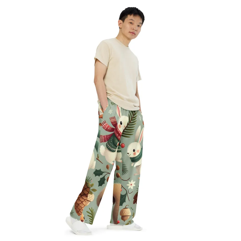 Whimsical Winter Wear Wide-Leg Pants
