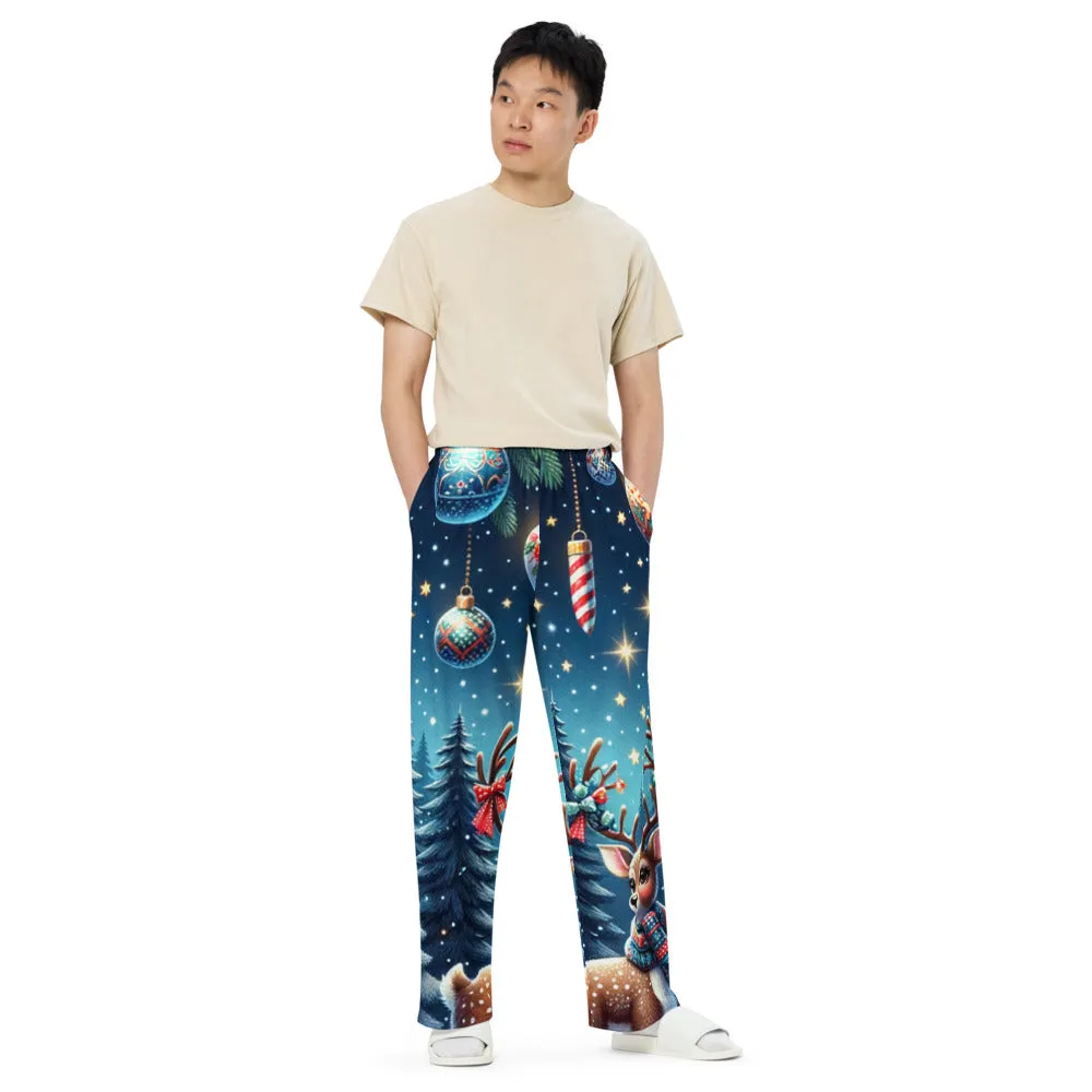 Whimsical Winter Wear Wide-Leg Pants