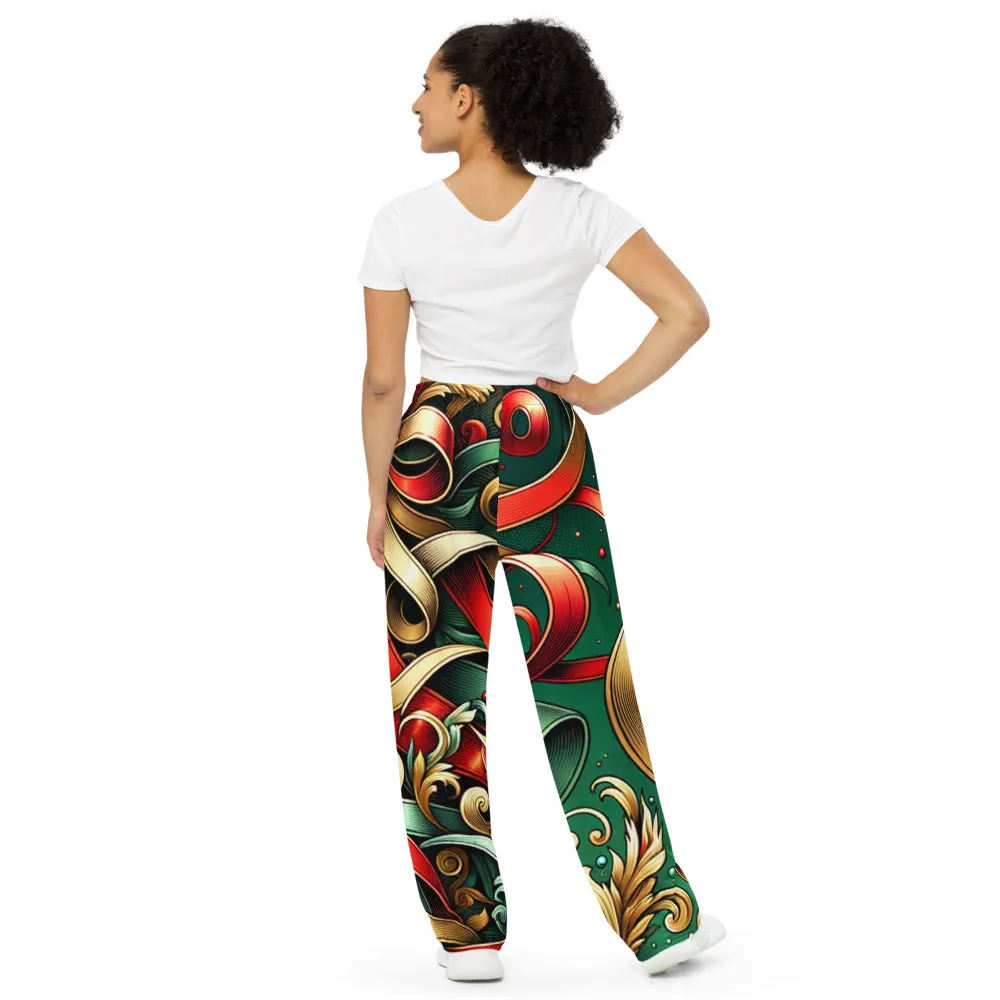 Whimsical Winter Wear Wide-Leg Pants