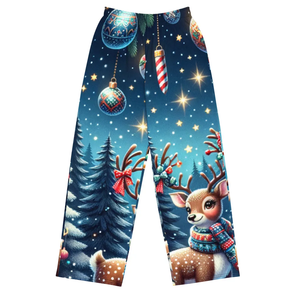 Whimsical Winter Wear Wide-Leg Pants