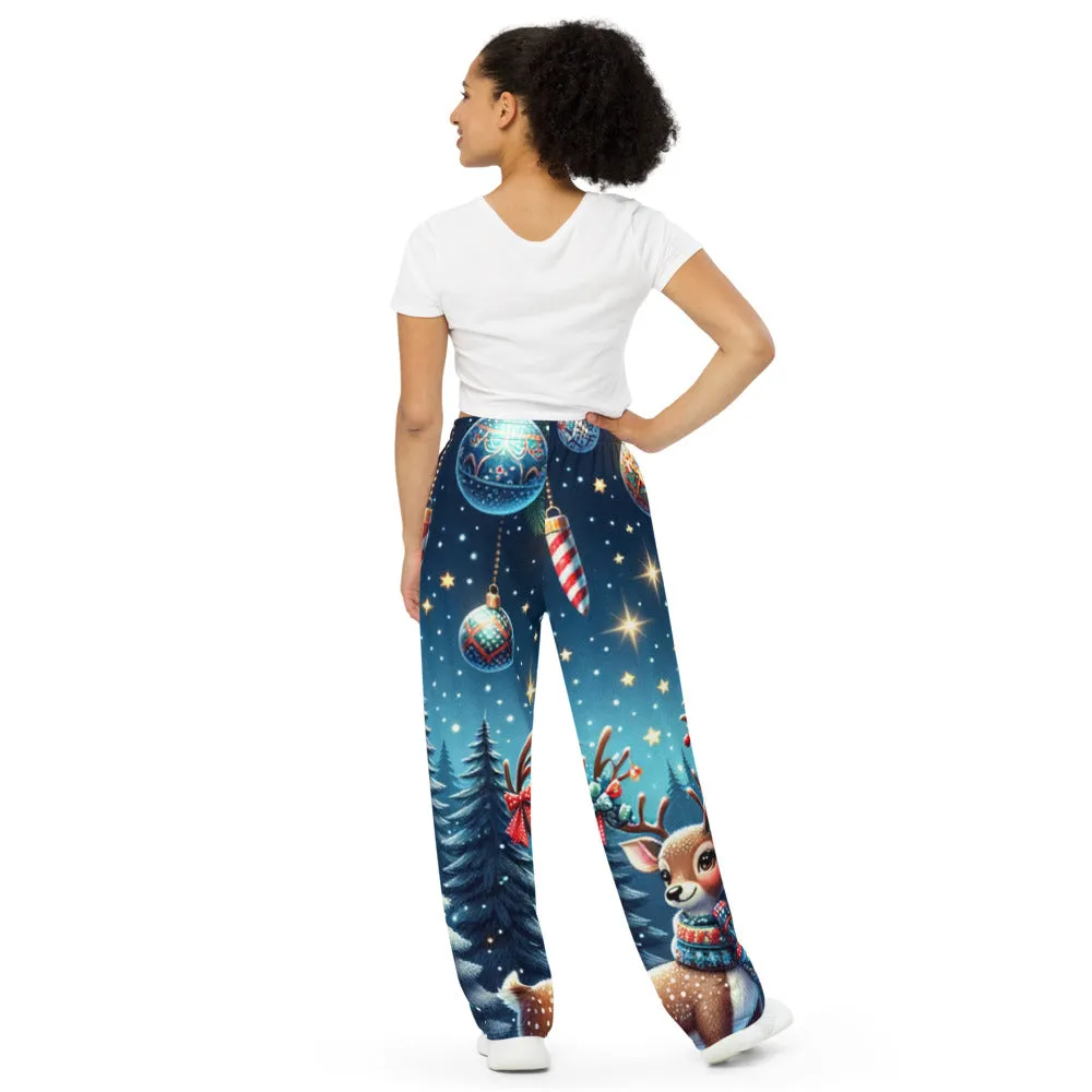 Whimsical Winter Wear Wide-Leg Pants