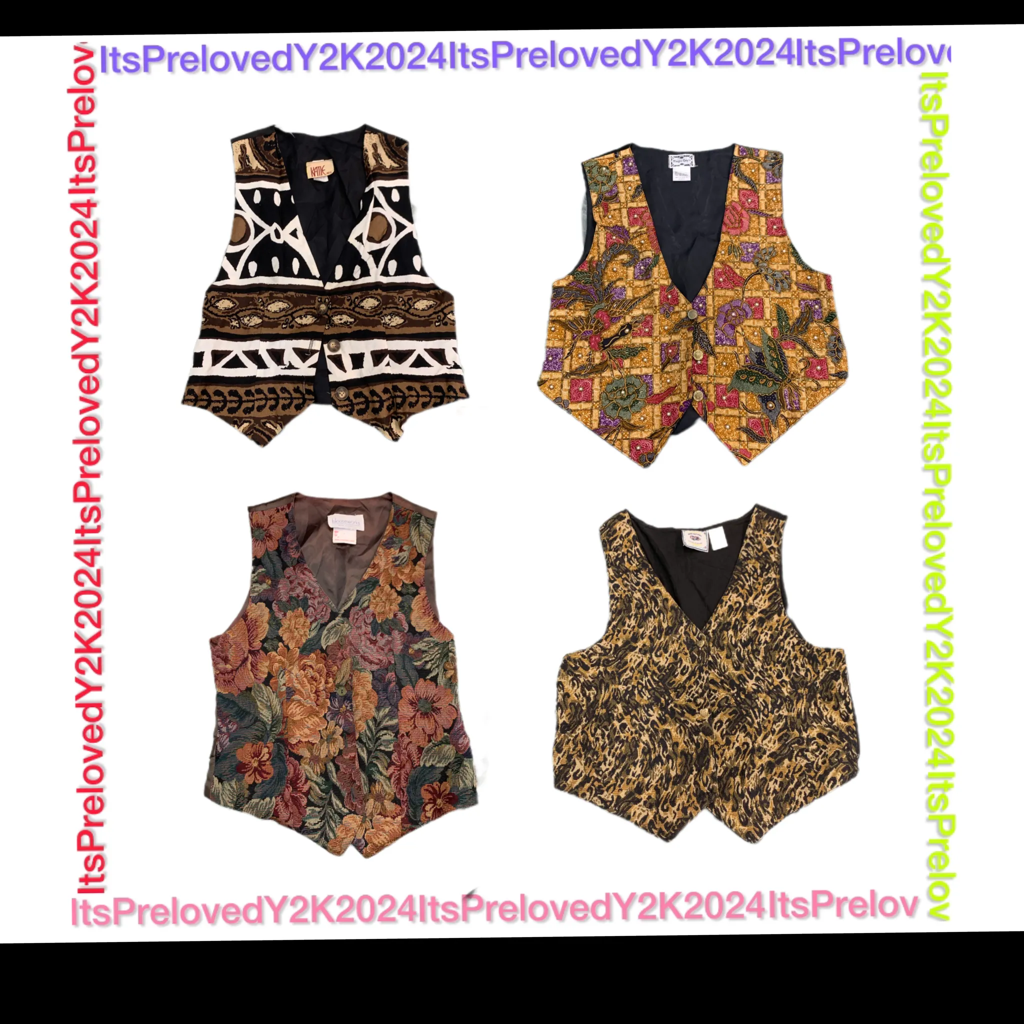 Y2k animal  and vintage print waistcoats(RX-557)