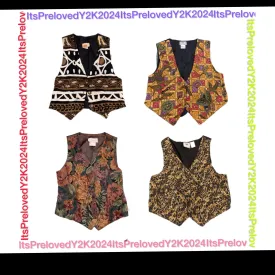 Y2k animal  and vintage print waistcoats(RX-557)